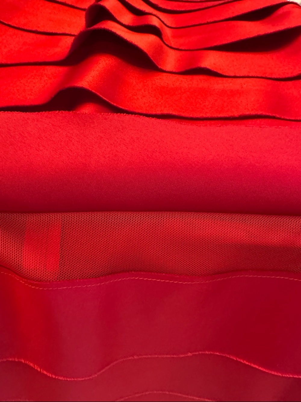BCBGMAXAZRIA Red V-Neck Tiered Mini Dress - Picture 12 of 12